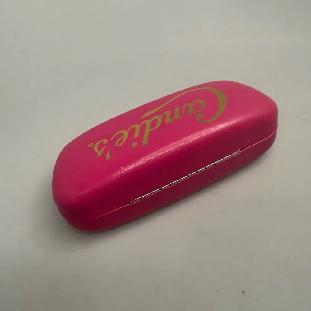 CANDIE'S Pink Sunglasses Eye Glasses Glass Hard Case Gold Lettering - EUC-